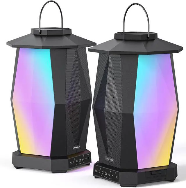 Main image of Outdoor Speaker, Bluetooth Wireless Speaker with Lights, Sync up to 100 Speakers, IPX5 Waterproof, 25W, 2 Packs, Portable for Outdoors/Patio/Porch/Pool