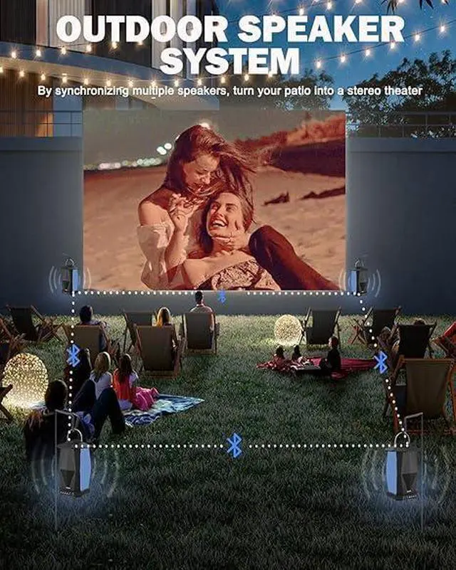 Alt view image 2 of 6 - Outdoor Speaker, Bluetooth Wireless Speaker with Lights, Sync up to 100 Speakers, IPX5 Waterproof, 25W, 2 Packs, Portable for Outdoors/Patio/Porch/Pool