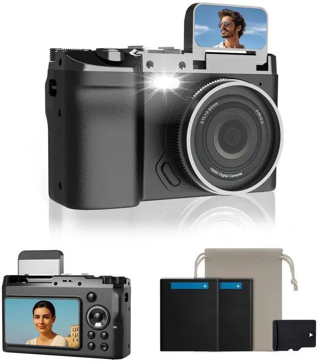 Main image of 4K Digital Camera for Photography, 64MP Point and Shoot Camera with Dual Screen & 16X Zoom, Retro Vlogging Camera for YouTube, Compact Travel Camera for Travel, Study, Vlog (32GB Card Included)