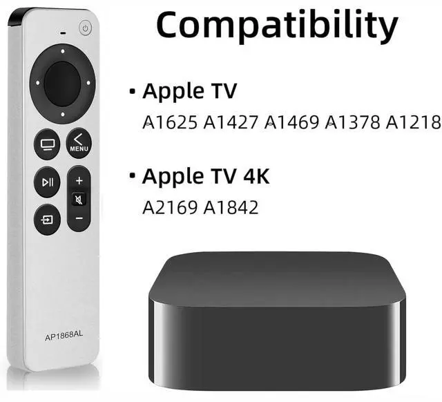 Alt view image 4 of 6 - New Universal Remote Control for All Apple TV Remote, Replacement Compatible with Apple TV 4K/ Gen 1 2 3 4/ HD A2169 A1842 A1625 A1427 A1469 A1378 A1218 with Tv Control Function