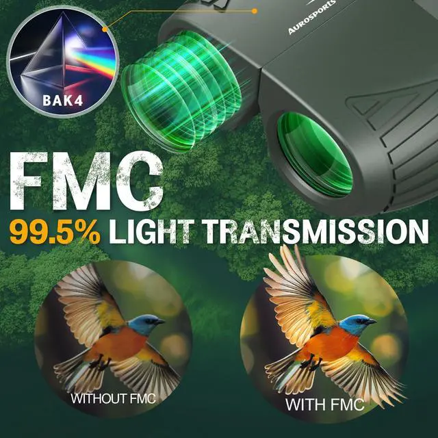 Alt view image 4 of 6 - 15x25 Compact Binoculars for Adult Kids - High Power Binoculars for Bird Watching - Easy Focus Small Binocular with Low Light Vision for Travel, Camping, Concert, Hiking -Green