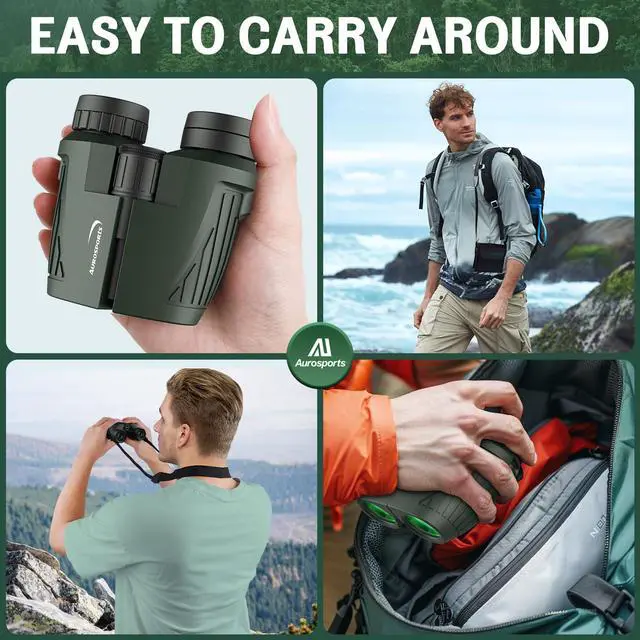 Alt view image 6 of 6 - 15x25 Compact Binoculars for Adult Kids - High Power Binoculars for Bird Watching - Easy Focus Small Binocular with Low Light Vision for Travel, Camping, Concert, Hiking -Green