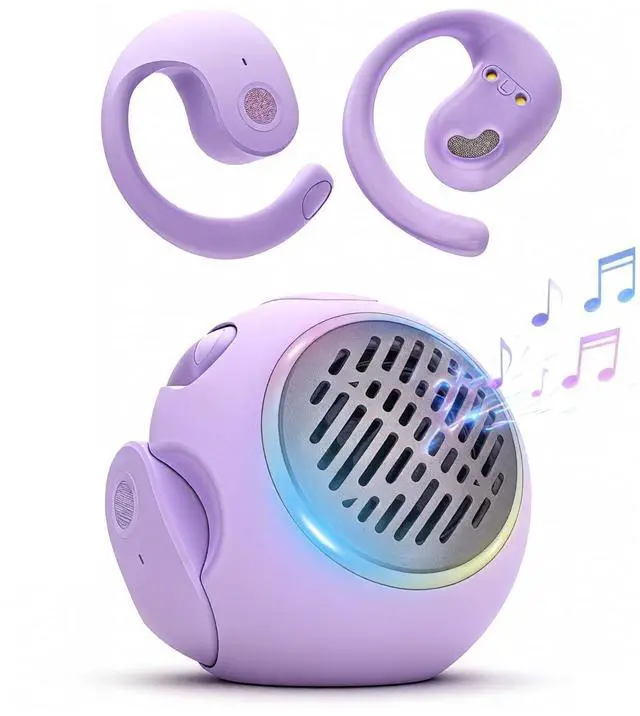 Main image of Purple Kids Wireless Open Ear Over the Ear Earbuds for Kids Ear Buds Air Bone Conduction Headphones Bluetooth Headset Small Mini Portable Bluetooth Speaker