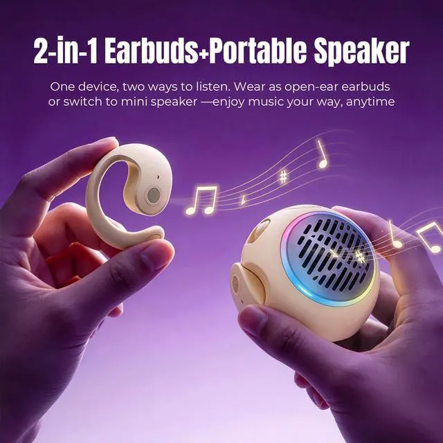 Alt view image 2 of 6 - Purple Kids Wireless Open Ear Over the Ear Earbuds for Kids Ear Buds Air Bone Conduction Headphones Bluetooth Headset Small Mini Portable Bluetooth Speaker