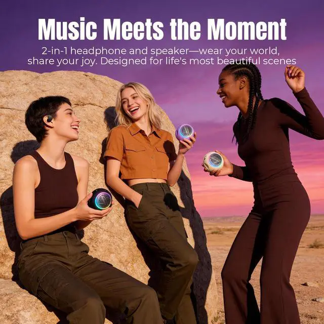 Alt view image 4 of 6 - Purple Kids Wireless Open Ear Over the Ear Earbuds for Kids Ear Buds Air Bone Conduction Headphones Bluetooth Headset Small Mini Portable Bluetooth Speaker