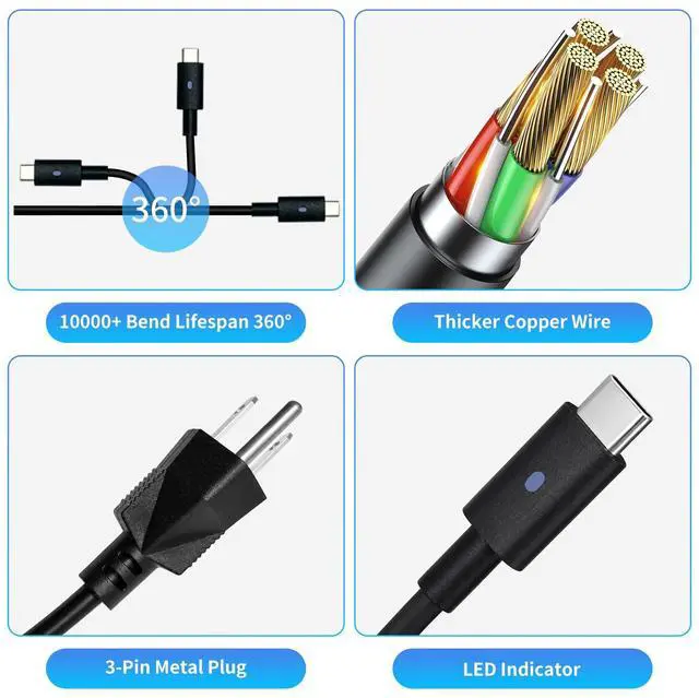 Alt view image 5 of 6 - 130W USB C Laptop Charger for Dell XPS 15/17, Precision and Latitude | XPS 9575/9500/9510/9520/9530/9700/9710/9720, Precision 5530/5550/5560/5570/5750/5760, Latitude 5420/5450/5520/5540/7410