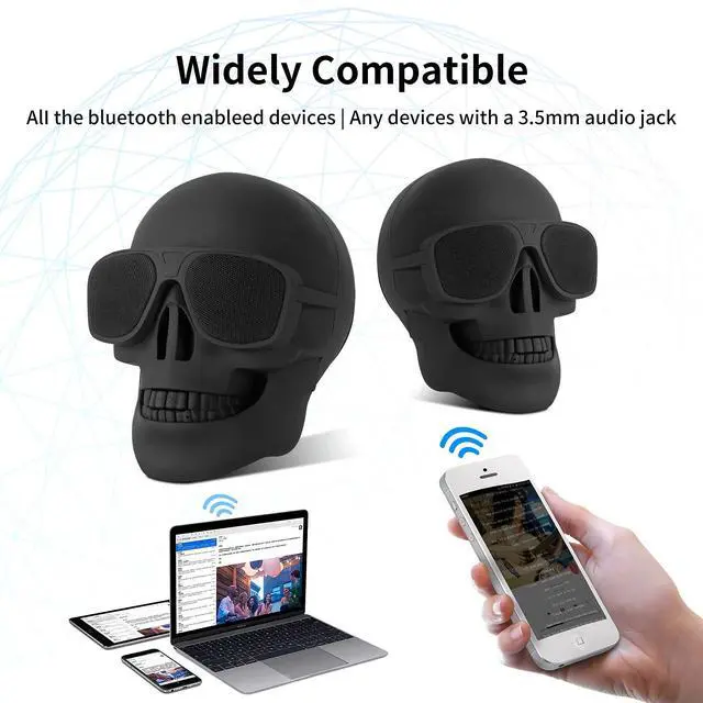 Alt view image 5 of 6 - Skull Speaker Wireless Portable Unique Skeleton Bluetooth Speakers Halloween Decorations for Gift Party Supports TF/USB Drive/AUX