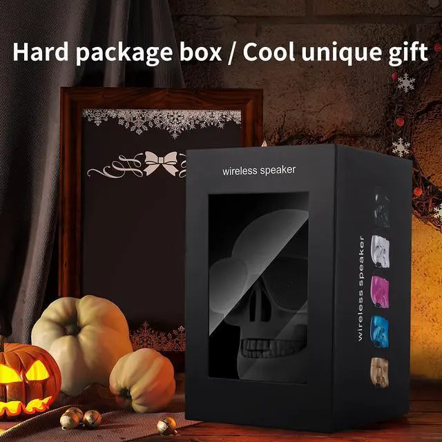 Alt view image 6 of 6 - Skull Speaker Wireless Portable Unique Skeleton Bluetooth Speakers Halloween Decorations for Gift Party Supports TF/USB Drive/AUX