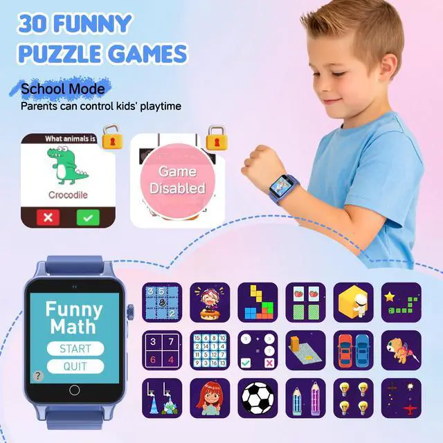 Alt view image 3 of 6 - Kids Smart Watch Toys for Boys Age 5-12, 30 Games HD Touchscreen Watch for Kids, Audiobook, Alarm Clock, Alarm Clock, Learn Card, Music Player, Educational Toys Birthday Gifts for Boys Ages 5 6 7 8 9