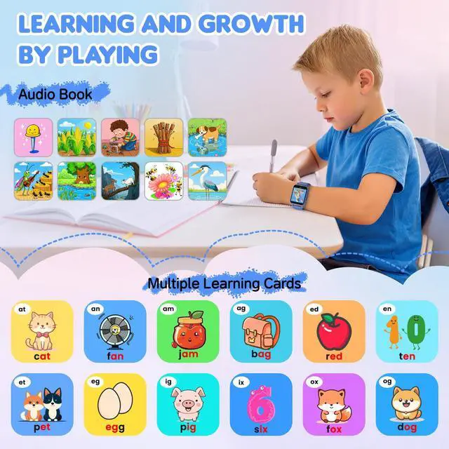 Alt view image 4 of 6 - Kids Smart Watch Toys for Boys Age 5-12, 30 Games HD Touchscreen Watch for Kids, Audiobook, Alarm Clock, Alarm Clock, Learn Card, Music Player, Educational Toys Birthday Gifts for Boys Ages 5 6 7 8 9