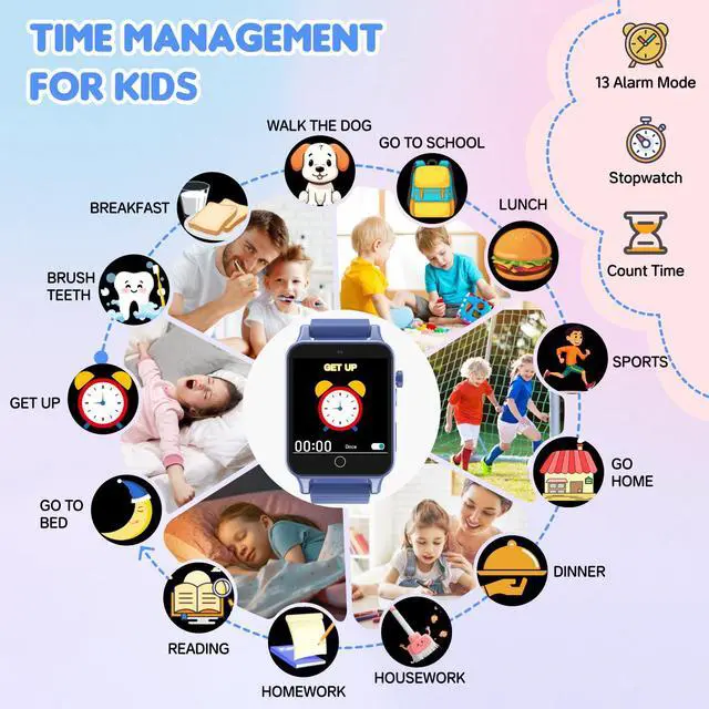 Alt view image 6 of 6 - Kids Smart Watch Toys for Boys Age 5-12, 30 Games HD Touchscreen Watch for Kids, Audiobook, Alarm Clock, Alarm Clock, Learn Card, Music Player, Educational Toys Birthday Gifts for Boys Ages 5 6 7 8 9