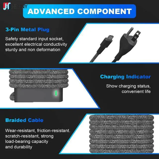Alt view image 3 of 6 - New Slim 65W USB Type C Laptop Charger Compatible with HP Envy X360 | Spectre X360, Replacement Computer Power Cord for EliteBook, OmniBook, Zbook, Chromebook AC Adapter
