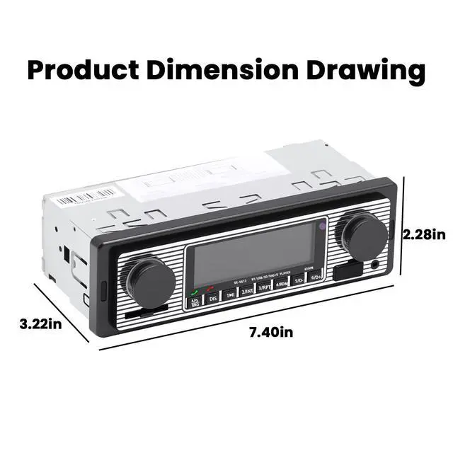 Alt view image 2 of 6 - Classic Single Din Car Stereo with Bluetooth, Hands-Free Calling & Voice Control, FM Radio MP3 Player, USB/SD/AUX Port, Fast Charging, Includes Remote Control