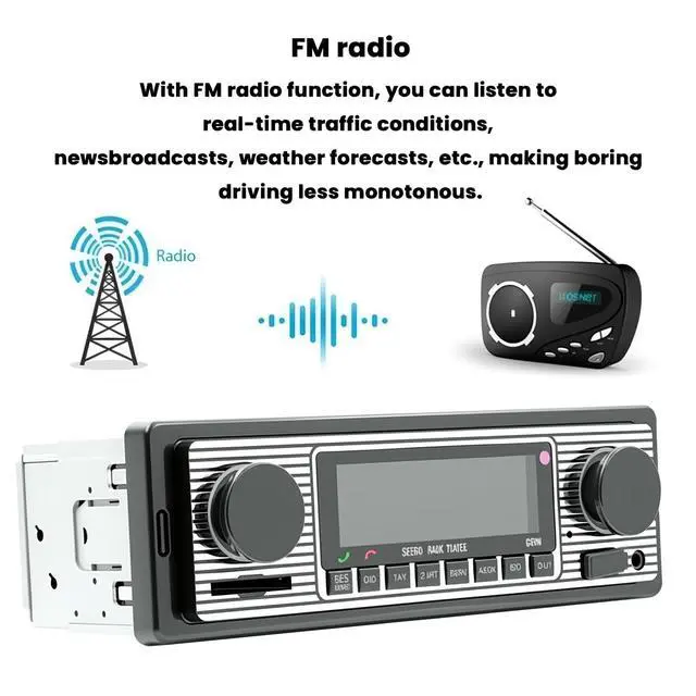 Alt view image 3 of 6 - Classic Single Din Car Stereo with Bluetooth, Hands-Free Calling & Voice Control, FM Radio MP3 Player, USB/SD/AUX Port, Fast Charging, Includes Remote Control