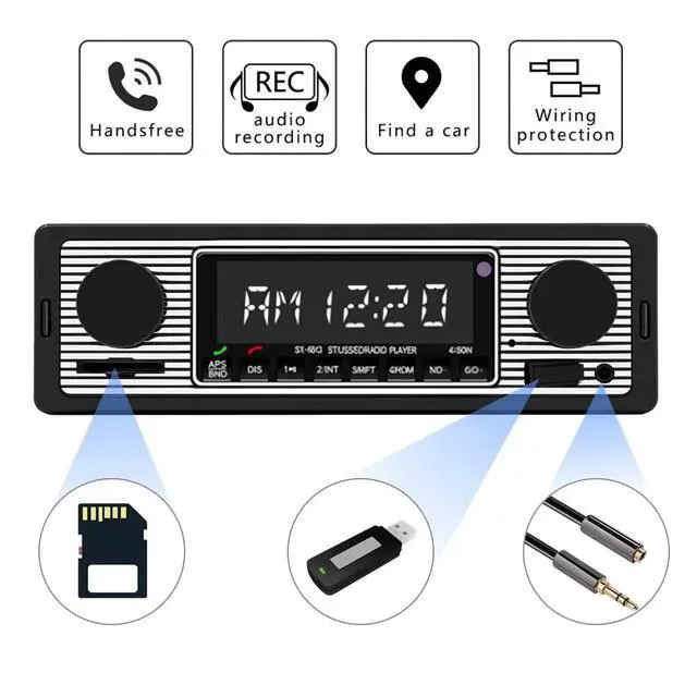Alt view image 5 of 6 - Classic Single Din Car Stereo with Bluetooth, Hands-Free Calling & Voice Control, FM Radio MP3 Player, USB/SD/AUX Port, Fast Charging, Includes Remote Control