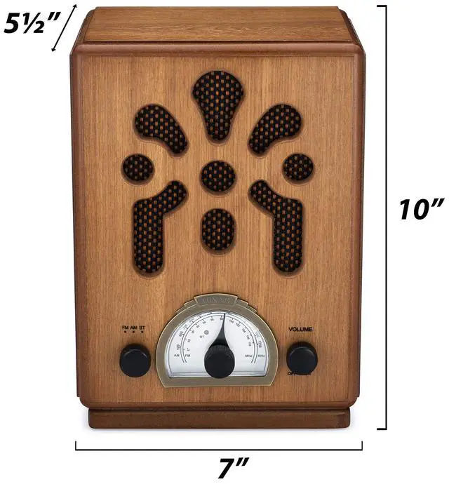 Alt view image 4 of 5 - Classic Vintage Retro Style AM/FM Radio with Bluetooth - Handmade Wooden Exterior Brown