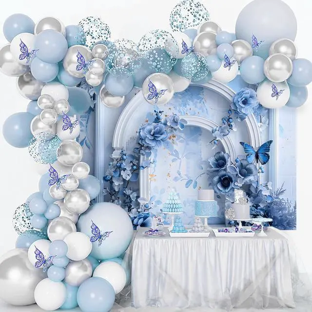 Alt view image 3 of 6 - Blue Floral Backdrop - Something Blue Before I Do Bridal Shower Wedding Backdrops, Flowers Wedding Birthday Decorations Background Studio Props (Blue, 7x5ft)