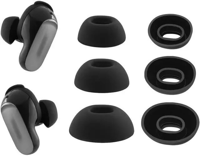 Main image of Replacement Silicone Ear Tips for Bose QuietComfort Ultra Earbuds | 3 Pairs (Black, Assorted S/M/L)