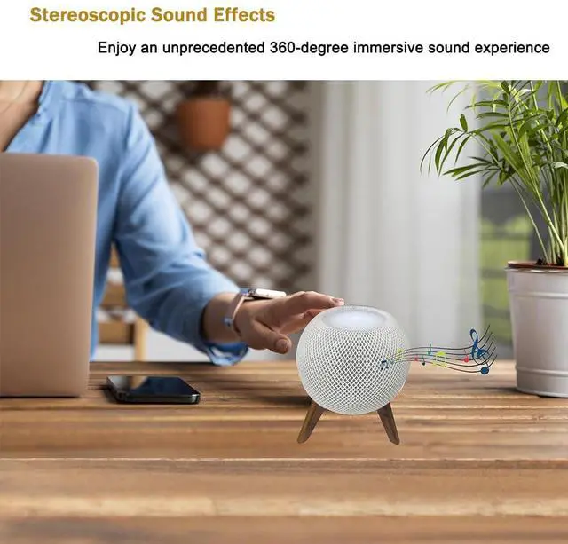 Alt view image 6 of 6 - Wooden Tripod Stand Wood Mount Holder for Homepod Home pod Mini | Tripod Holder With Metal Frame,Safe Stable Mount With Black Silicone pad For Apple HomePod Mini Home pod (only stand)