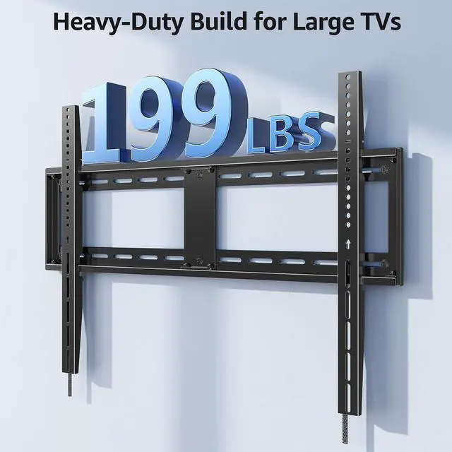Alt view image 3 of 6 - Fixed TV Wall Mount for Most 50-100" TVs, 1.3 Slim Low Profile TV Mount with Level Design, Heavy Duty Mount for Large TVs, Fits 16"-32" Studs, Max VESA 800x600mm 199 LBS Loading