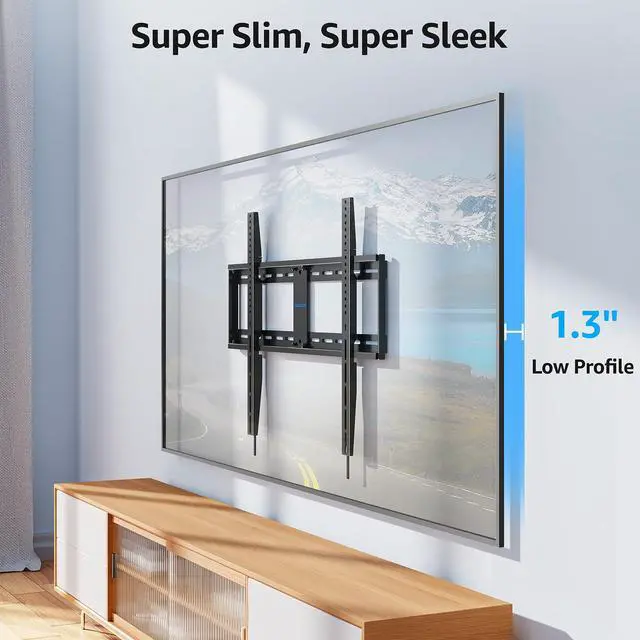 Alt view image 4 of 6 - Fixed TV Wall Mount for Most 50-100" TVs, 1.3 Slim Low Profile TV Mount with Level Design, Heavy Duty Mount for Large TVs, Fits 16"-32" Studs, Max VESA 800x600mm 199 LBS Loading