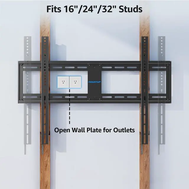 Alt view image 6 of 6 - Fixed TV Wall Mount for Most 50-100" TVs, 1.3 Slim Low Profile TV Mount with Level Design, Heavy Duty Mount for Large TVs, Fits 16"-32" Studs, Max VESA 800x600mm 199 LBS Loading