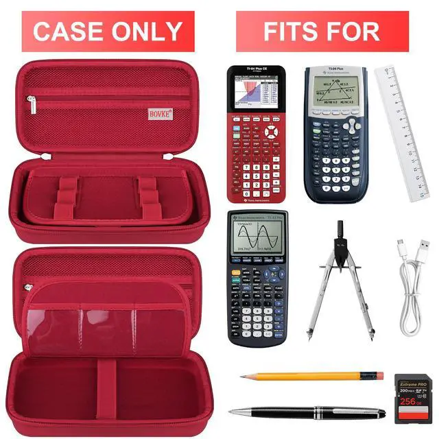 Alt view image 2 of 6 - Case for TI-84 Plus CE/TI-84 Evo/TI-84/TI-83 Plus Calculator | TI-84 Plus CE/TI-84 Plus/TI-84 Evo/TI-83 Plus/TI-89 Titanium Color Graphing Calculator Hard Carrying Case, Red
