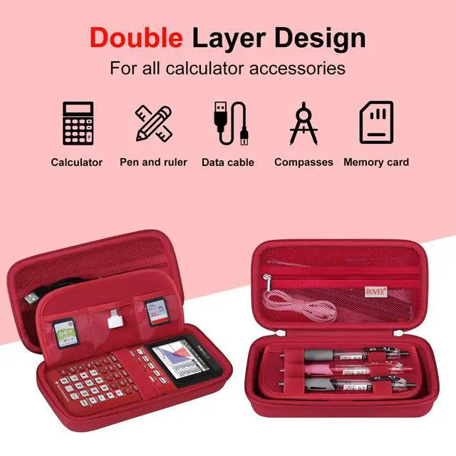 Alt view image 3 of 6 - Case for TI-84 Plus CE/TI-84 Evo/TI-84/TI-83 Plus Calculator | TI-84 Plus CE/TI-84 Plus/TI-84 Evo/TI-83 Plus/TI-89 Titanium Color Graphing Calculator Hard Carrying Case, Red