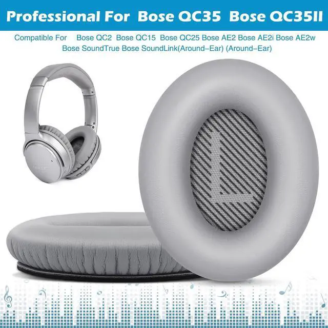 Alt view image 2 of 6 - Ear Pads for Bose QuietComfort 35 ii, Premium Softer Leather Replacement Pads for Bose QC35 QC35ii Headphones Ear Pads Quiet Comfort, Noise Isolation Foam, Added Extra Thickness (Silver)