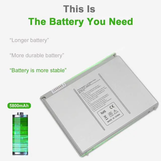 Alt view image 3 of 6 - New Upgrade A1175 Laptop Battery Compatible for MacBook Pro 15 inch A1175/A1260/A1150 A1211/A1226(2006 2007 2008 Version) Compatible for MacBook Pro Battery MA348/A MA348G/ -10.8V 4200mah