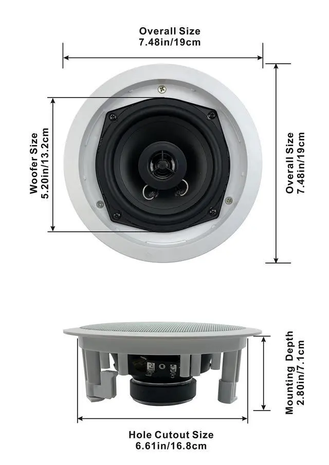Alt view image 2 of 4 - R191 in Ceiling/in Wall 5 Speaker Set 2 Way Home Theater 1000 Watt New R191-5S