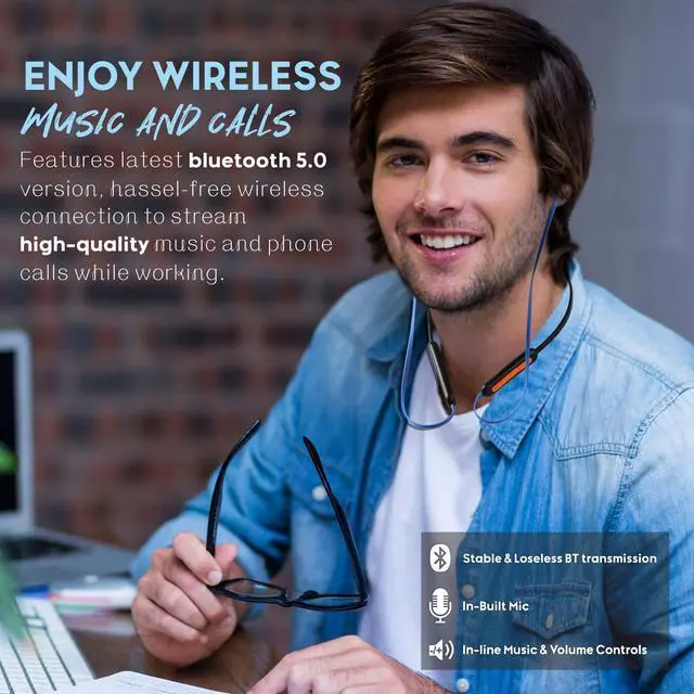 Alt view image 6 of 6 - Bluetooth Noise Reduction Headphones, Magnetic Custom-fit Safety Wireless Neckband headphones-29db Noise isolating Work Earbuds Earphones with mic and Control,IPX4 sweatproof 13+Hour Playtime