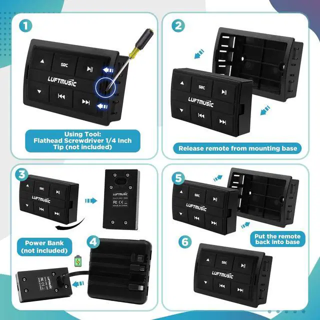 Alt view image 6 of 6 - Bluetooth Marine Amplifier 4 Channel - Full Range Marine Amp - Waterproof Motorcycle Amplifier - Wireless Remote, Easy Installation - Compact Bluetooth Amp for Bike, Golf Cart, ATV