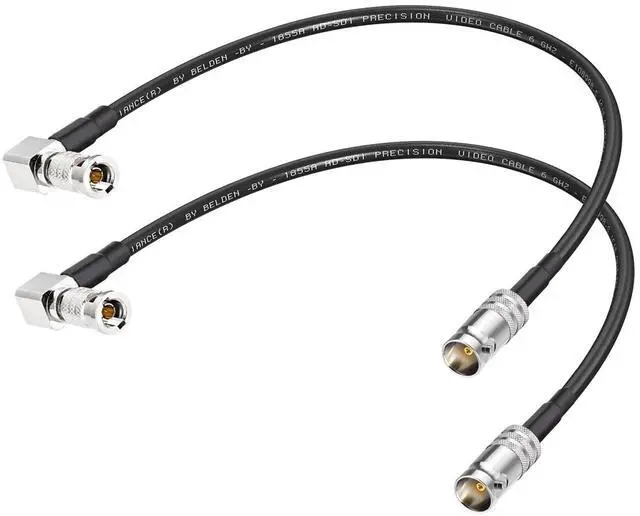 Main image of HDBNC to BNC Cable 12inch BNC Female to HDBNC Male Cable Right Angle Black Belden 1855A, Support 3G/6G/12G-SDI for Blackmagic Video Assist Monitor Cameras Video Switchers 2-Pack