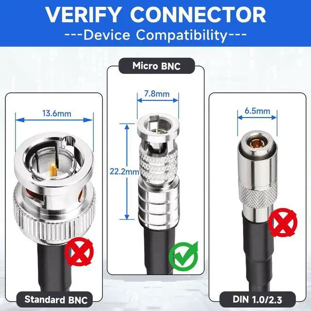 Alt view image 3 of 6 - HDBNC to BNC Cable 12inch BNC Female to HDBNC Male Cable Right Angle Black Belden 1855A, Support 3G/6G/12G-SDI for Blackmagic Video Assist Monitor Cameras Video Switchers 2-Pack