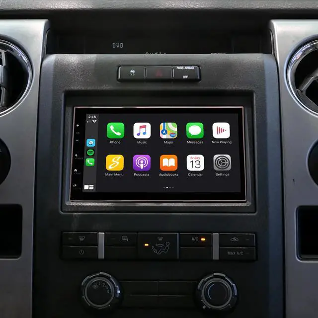 Main image of Ford F-150 (2009-14) 6.8 HD Touchscreen Double DIN Car Radio Head Unit, Wireless Apple CarPlay & Android Auto, Bluetooth, USB Charging, Camera Inputs, SWC, Plug & Play Stereo Dash Kit