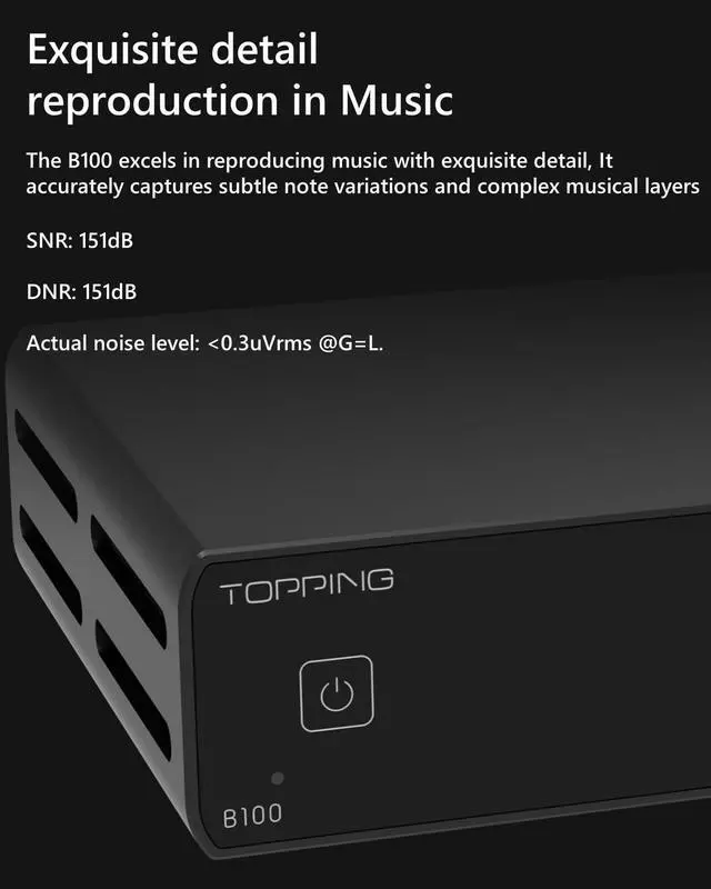 Alt view image 5 of 6 - B100 Mono Block Power Amplifier - 100W Output,151dB SNR/DNR, Balanced/Single-Ended Inputs, 3 Gain Modes, 12V Trigger (TP-B100-Black)