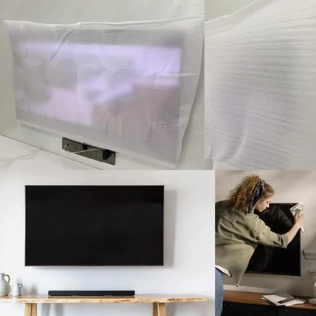 Alt view image 6 of 6 - Foam Flat Screen TV Cover Fits Up to 80"L x 48"W Flat Screen TV,80-85 Inch Television Foam Cover for TV Protection During House Moving, Storage, or Home Renovation-1 Pack