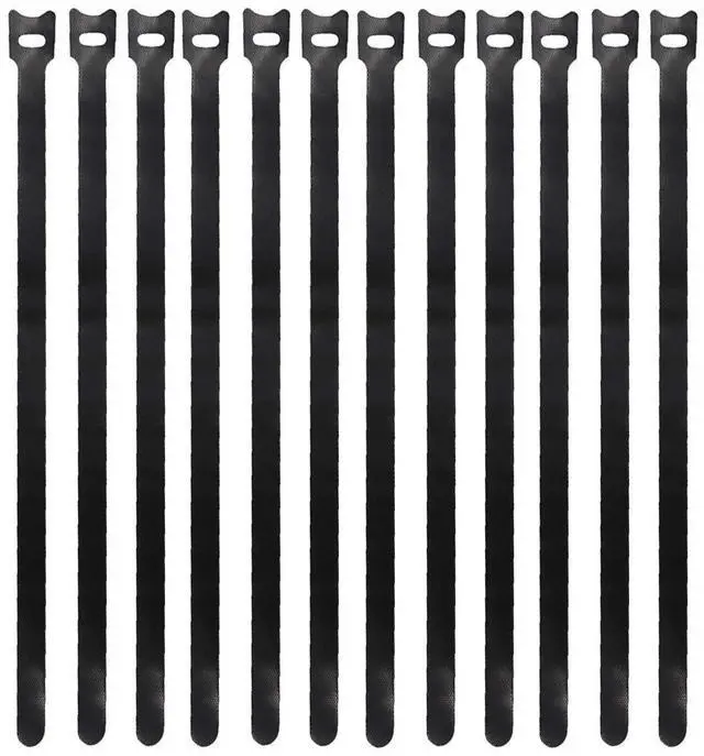 Main image of 50Pcs 12" x 1/2" Reusable Cable Ties Microfiber Cloth Hook and Loop Straps | Black Network Wire Management Organizer, Length 12 inches, Width 1/2 inch