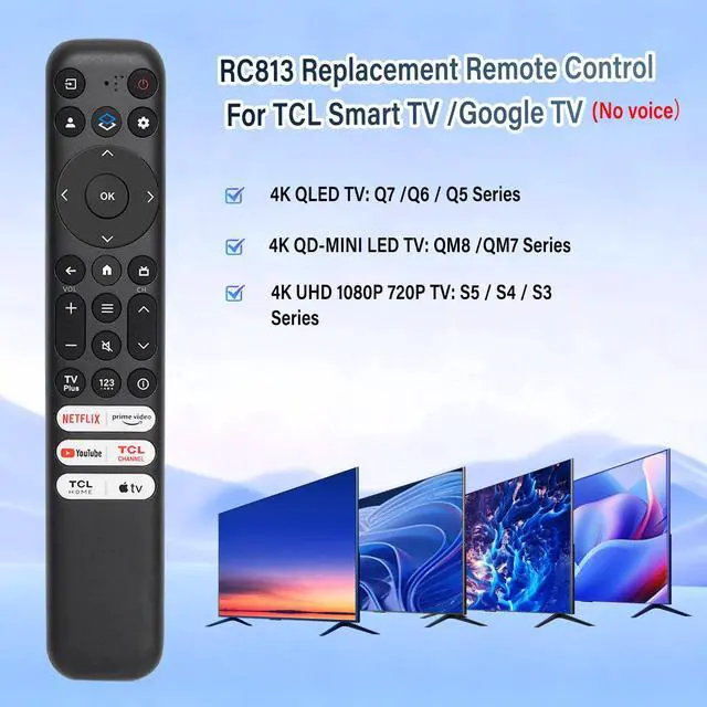 Alt view image 2 of 6 - (Pack of 2) RC813 Infrared Remote Control, for TCL Google TV Remote Control, with 6 Shortcut Keys. Compatible with TCL 4k QLED/UHD/QD-Mini Series Smart TVS (no Voice)