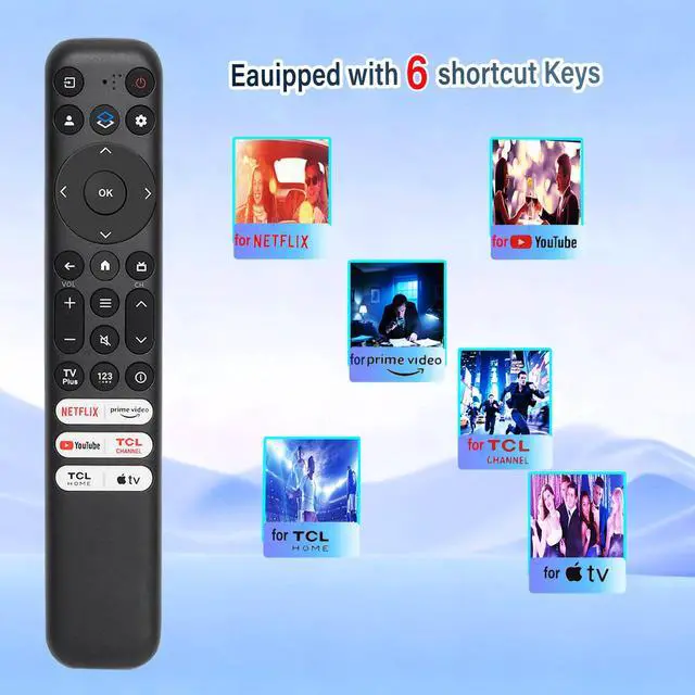 Alt view image 3 of 6 - (Pack of 2) RC813 Infrared Remote Control, for TCL Google TV Remote Control, with 6 Shortcut Keys. Compatible with TCL 4k QLED/UHD/QD-Mini Series Smart TVS (no Voice)