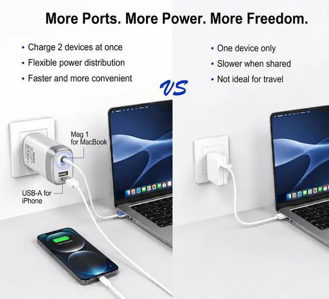 Alt view image 3 of 6 - Mac Book Pro Charger 60W 45W Mag 2 T-Tip Power Adapter, Compatible with Mac Book Pro 13 inch/Mac Book Air 11&13 inch (Applicable to 2012-2017)