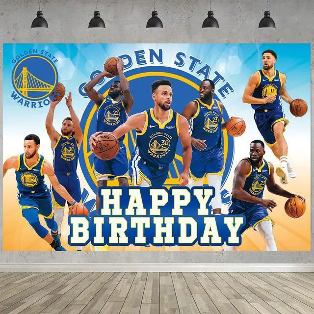 Alt view image 3 of 4 - Golden State Basketball Birthday Party Decoration,Warriors Party Photo Background 5 x 3 FT and 18 Pcs Balloon,Merch Party Backdrop Supplies