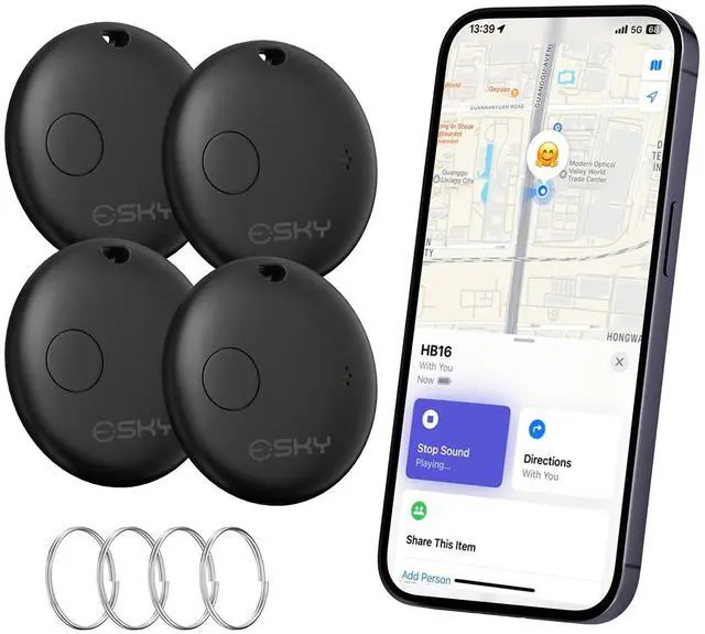 Main image of Air Tracker Tags-4 Pack, Bluetooth Smart Luggage Tracker Works with Apple Find My APP (iOS Only, Not for Android), Key Finder and Item Locator for Luggage, Backpack, Suitcases, Wallet