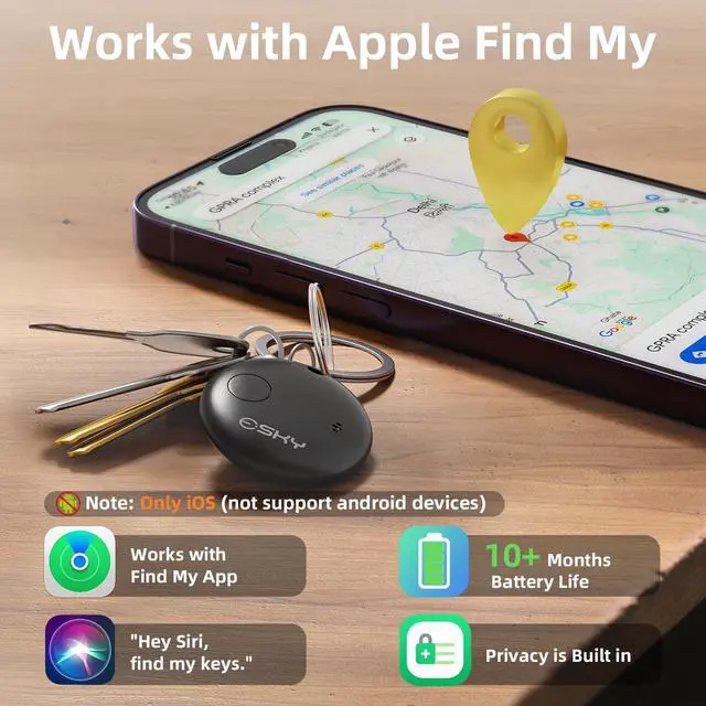 Alt view image 2 of 6 - Air Tracker Tags-4 Pack, Bluetooth Smart Luggage Tracker Works with Apple Find My APP (iOS Only, Not for Android), Key Finder and Item Locator for Luggage, Backpack, Suitcases, Wallet