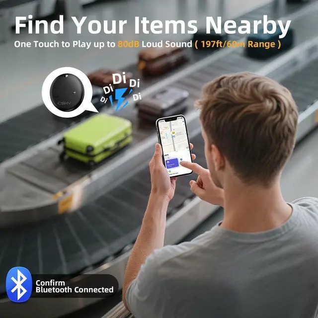 Alt view image 3 of 6 - Air Tracker Tags-4 Pack, Bluetooth Smart Luggage Tracker Works with Apple Find My APP (iOS Only, Not for Android), Key Finder and Item Locator for Luggage, Backpack, Suitcases, Wallet