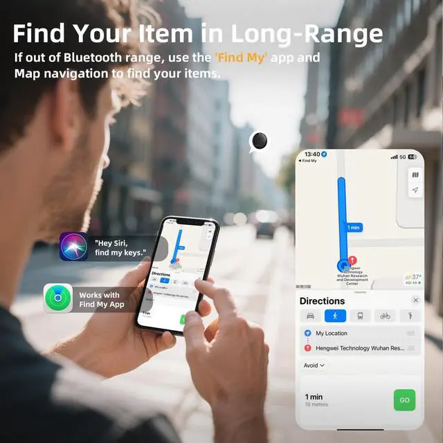 Alt view image 4 of 6 - Air Tracker Tags-4 Pack, Bluetooth Smart Luggage Tracker Works with Apple Find My APP (iOS Only, Not for Android), Key Finder and Item Locator for Luggage, Backpack, Suitcases, Wallet
