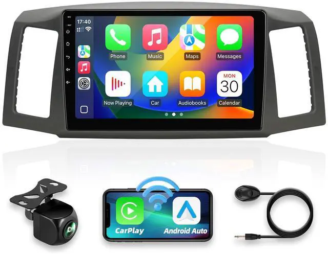 Main image of for Jeep Grand Cherokee 2005-2007 Radio Compatible with Wirelessly Carplay Android Auto Upgrade Car Stereo Bluetooth Navigation GPS TouchScreen FM WiFi Multimedia Player Backup Camera HeadUnit