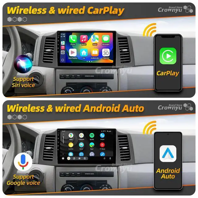 Alt view image 2 of 6 - for Jeep Grand Cherokee 2005-2007 Radio Compatible with Wirelessly Carplay Android Auto Upgrade Car Stereo Bluetooth Navigation GPS TouchScreen FM WiFi Multimedia Player Backup Camera HeadUnit