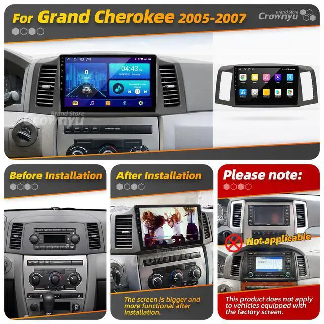 Alt view image 6 of 6 - for Jeep Grand Cherokee 2005-2007 Radio Compatible with Wirelessly Carplay Android Auto Upgrade Car Stereo Bluetooth Navigation GPS TouchScreen FM WiFi Multimedia Player Backup Camera HeadUnit